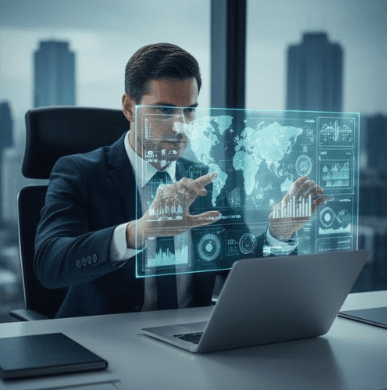 Analyst interacting with data visualization