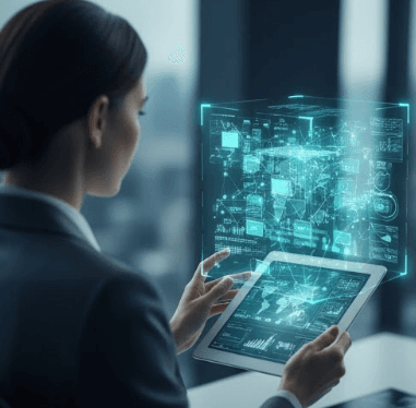 Researcher analyzing market data